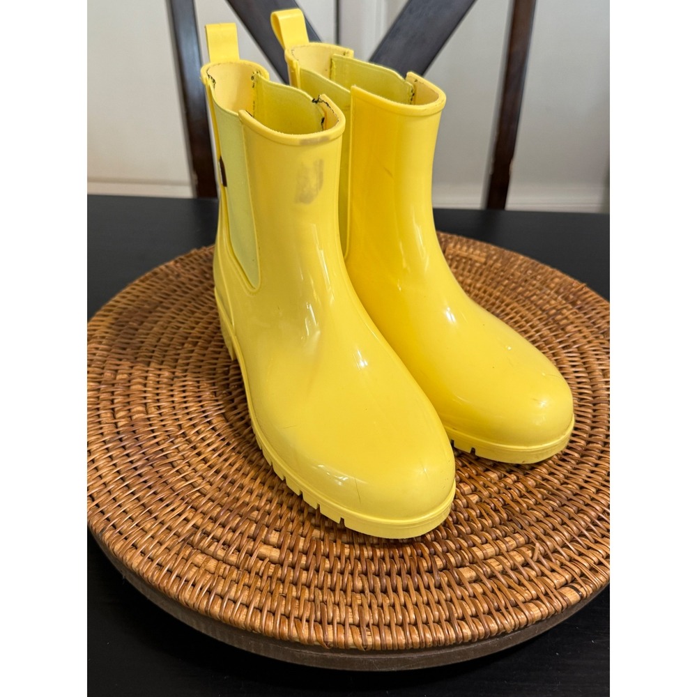 Planone Yellow Chelsea Rain Boots Waterproof Ankle Booties Women Size 7.5 EU 38